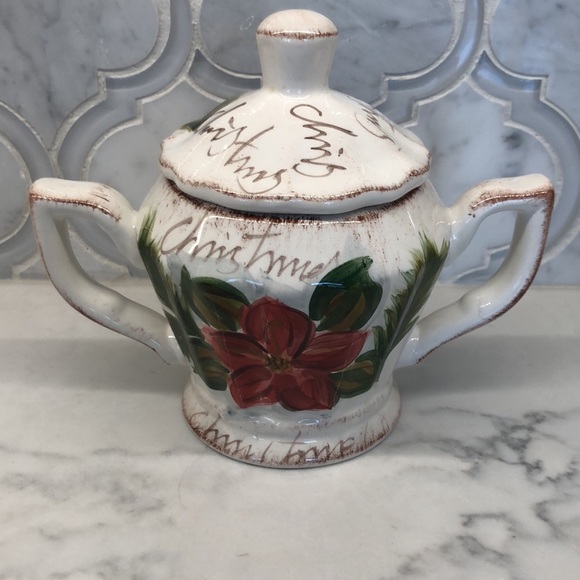 NWT Botanical Christmas Sugar & Creamer Set with Tray - Picture 8 of 14